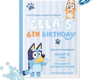 Bluey Birthday Party Invitations - Custom Invite for Kids