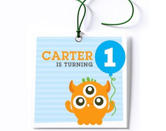 Personalized Monster Birthday Party Favor Tags/Stickers