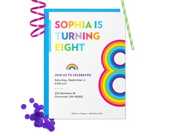 Modern Rainbow Birthday Party Invitation