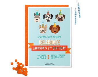 Modern Puppy Birthday Party Invitation