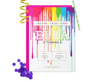 Rainbow Paint Party Invitation