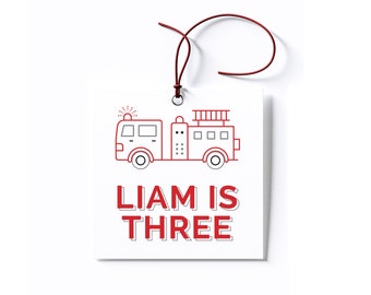 Firetruck Birthday Party Favor Tags/Stickers