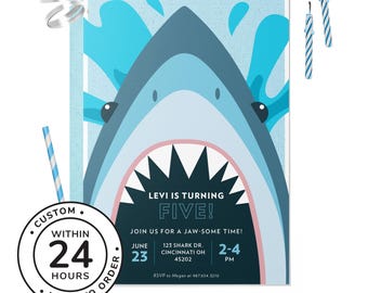 Shark Birthday Party Invitation