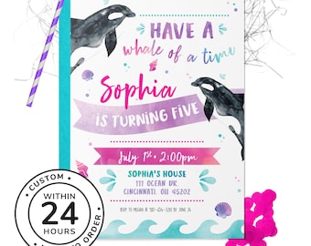 Watercolor Ocean Birthday Party Invitation