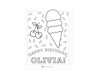 Personalized Ice Cream Sundae Coloring Page
