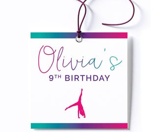 Gymnastics Birthday Favor Tag/Sticker