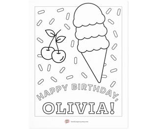 Personalized Ice Cream Sundae Coloring Page