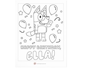 Personalized Blue Heeler Dog Coloring Page: Custom Kids Birthday Activity (PDF File)