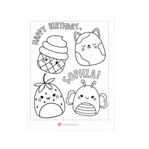 Personalized Stuffy Toy Birthday Coloring Page: Party Activity (PDF Download)