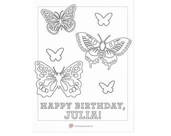 Personalized Butterfly Birthday Coloring Sheet