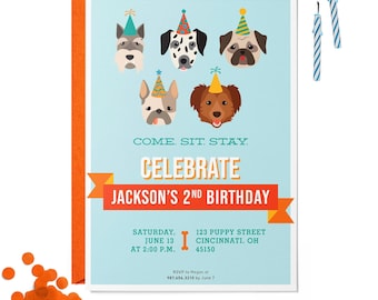 Modern Puppy Birthday Party Invitation