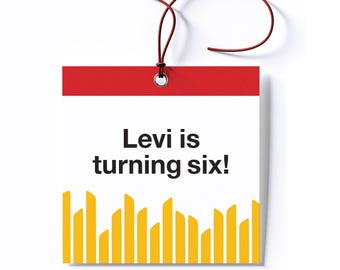 French Fry Birthday Favor Tags/Stickers