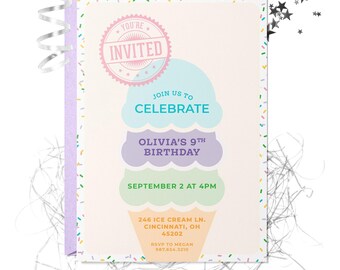 Ice Cream Birthday Party Invitation