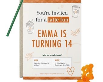 Pumpkin Spice Starbucks Inspired Birthday Invitation