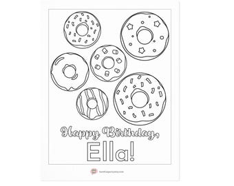 Personalized Donut Birthday Coloring Page