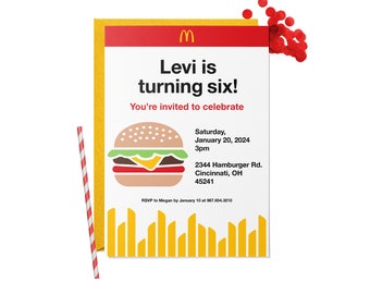 McDonald's Inspired Birthday Party Invitation