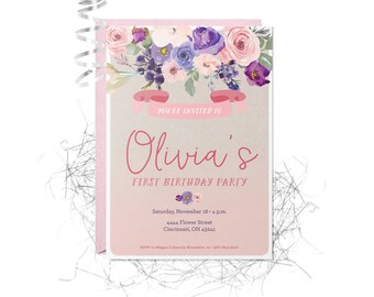 Elegant Floral Birthday Party Invitation