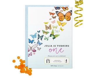 Rainbow Butterfly Birthday Party Invitation