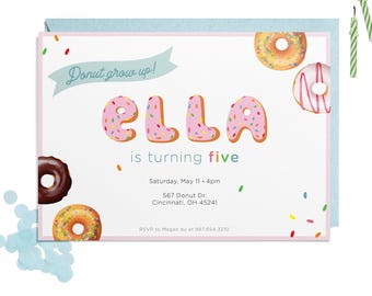 Sprinkle Donut Birthday Party Invitation
