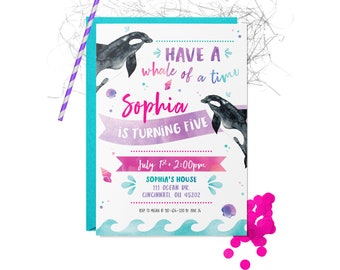 Watercolor Ocean Birthday Party Invitation