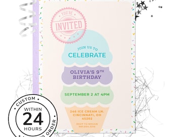 Ice Cream Birthday Party Invitation