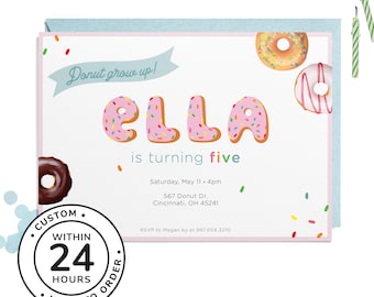 Sprinkle Donut Birthday Party Invitation