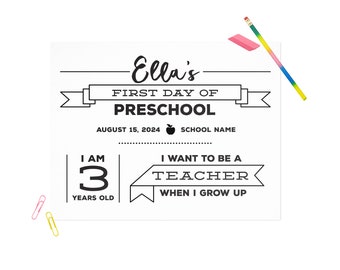 Personalized First Day of School Sign - Back to School Photo Prop - Custom Milestone Keepsake