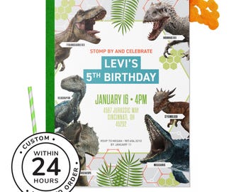Jurassic Dinosaur Birthday Party Invitation