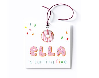 Personalized Donut Birthday Party Favor Tag/Stickers