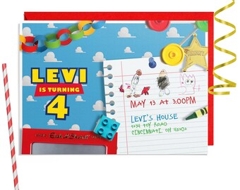 Retro Toy Birthday Party Invitation