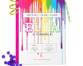 Rainbow Paint Party Invitation