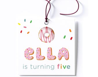 Personalized Donut Birthday Party Favor Tag/Stickers