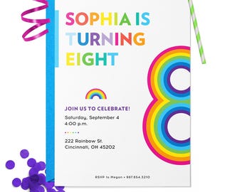 Modern Rainbow Birthday Party Invitation