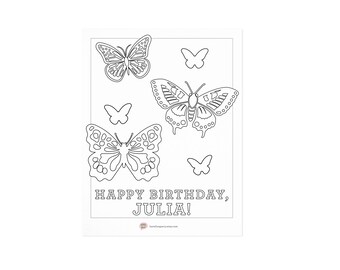 Personalized Butterfly Birthday Coloring Sheet