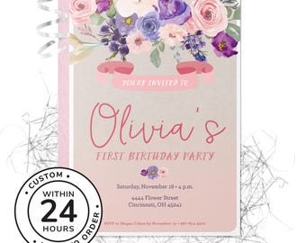 Elegant Floral Birthday Party Invitation