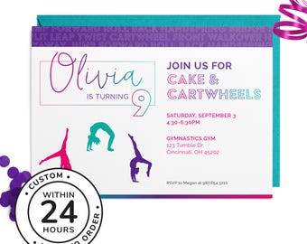 Gymnastics Birthday Party Invitation