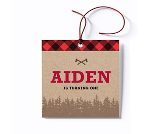 Personalized Lumberjack Birthday Party Favor Tag/Stickers