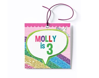 Personalized Trolls Inspired Rainbow Party Favor Tags/Stickers