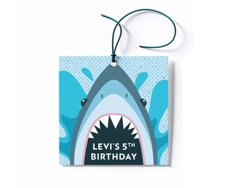 Personalized Shark Birthday Favor Tags/Stickers