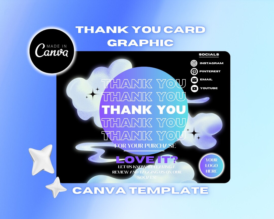 Cool Modern Editable Canva Template Design, Printable Thank You Card ...