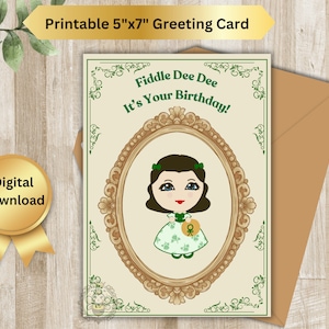 Gone With The Wind Printable Birthday Greeting Card - Scarlett O&#39;Hara - Vivien Leigh - Instant Download JPEG PDF 5x7 inches Twelve Oaks BBQ