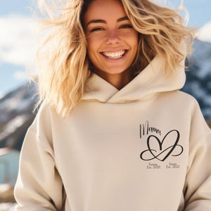 Personalized mom hoodie, birthday gift, mom gift, sweater with name, personalized mom sweater, birth gift, Mother&#39;s Day