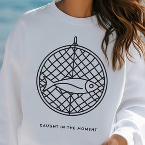 Maritime summer sweatshirt, beach holiday sea, fish in the net, maritime sweater, coastal sweater, gift for sea lovers