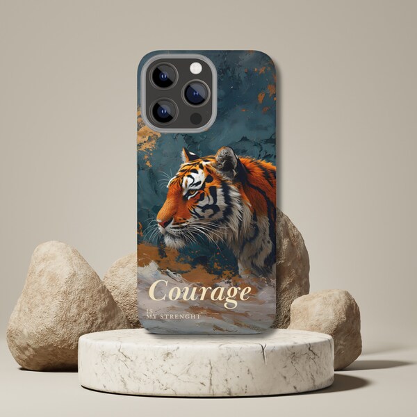 iPhone Slim Case, Tiger, Motivationsspruch, schlankes und modernes Design, starker Schutz, ermöglicht kabelloses Laden, iPhone 15 bis X