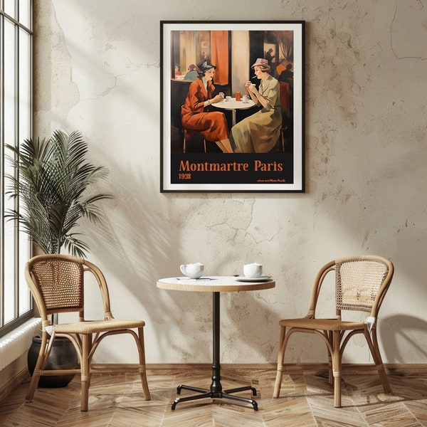 1930s Montmartre Cafe Wall Art, Retro Chic Art for Office Den Studio or Cafe
