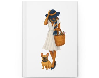 Chic Irish Girl with French Bulldog Hardcover Journal for Creative Minds, Elegant Diary, Gift for Writers, Journaling, Goal Setting