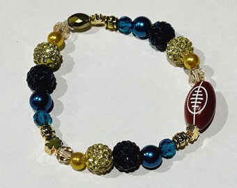 NEW Handmade Blue & Gold Shamrock Football bracelet