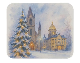 Holiday Notre Dame Golden Dome Sacred Heart Basilica Mouse Pad, Desk Accessory, Office Decor, Spiritual Gift, Religious Home Office