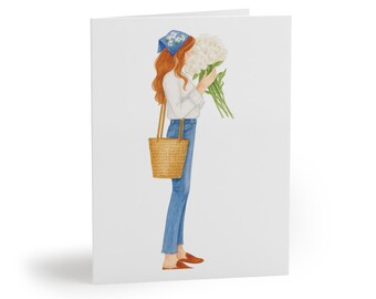 Irish Girl with Spring Flowers Floral Greeting Cards - Stylish Cards for Birthdays, Celebrations, Thank You, and More!