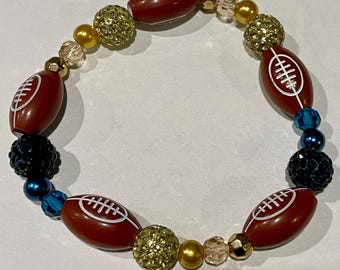 Handmade Blue & Gold Football bracelet (Large)